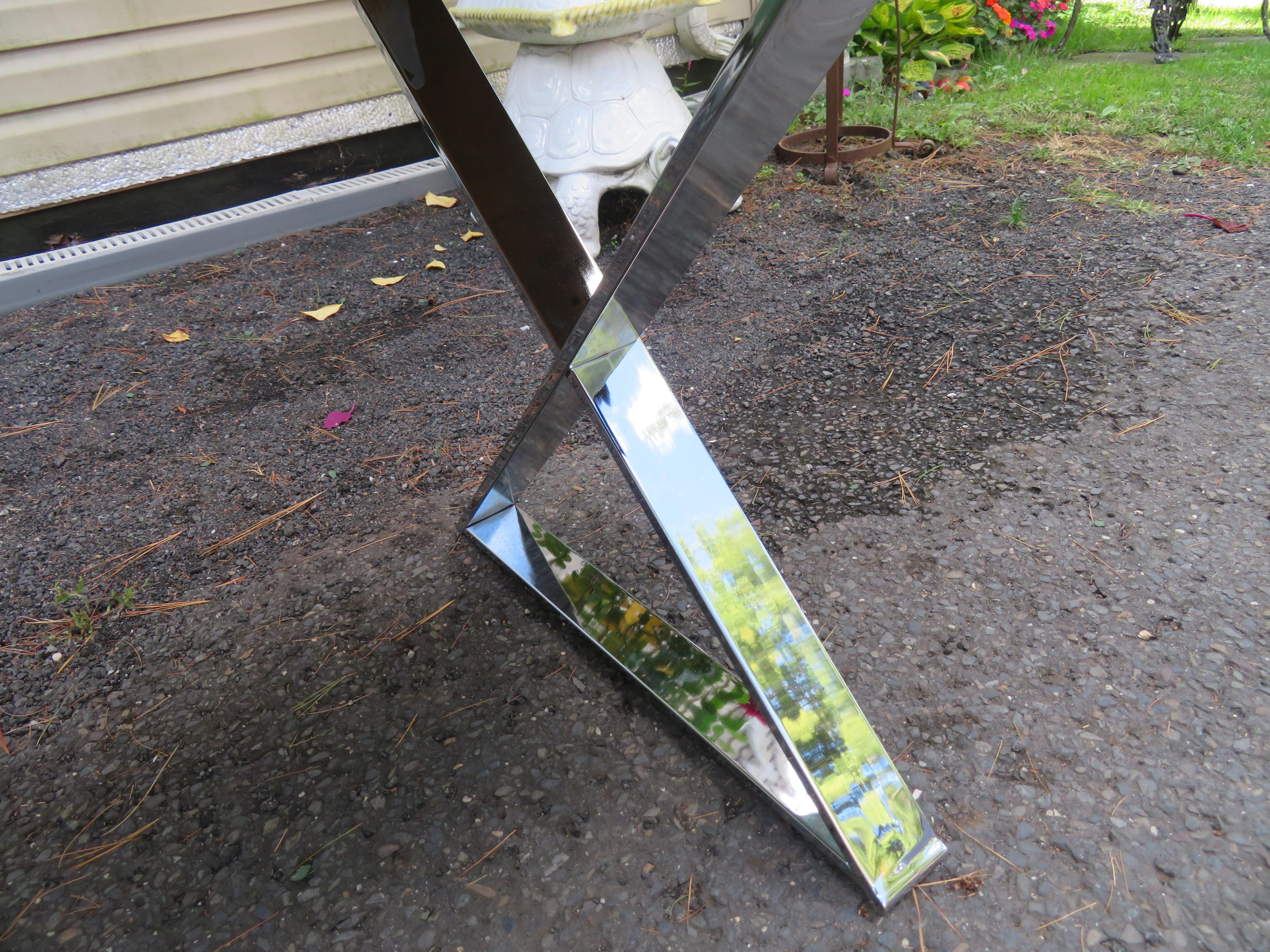 Wonderful Milo Baughman style Black Lacquered Rosewood Desk Chrome X Base  For Sale 10