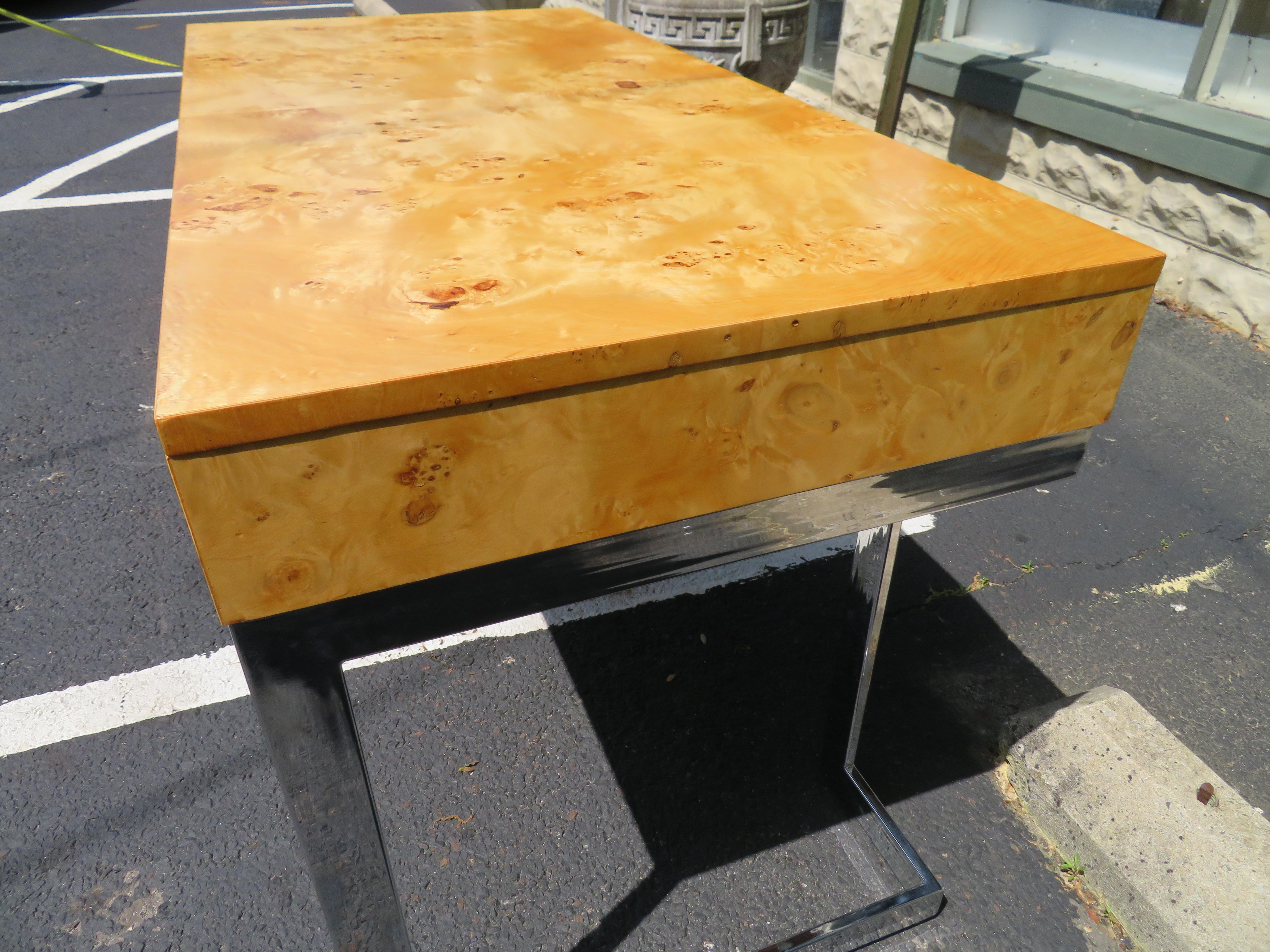 Wonderful Arthur Umanoff Olivewood Chrome Desk Mid-Century Modern For Sale 9