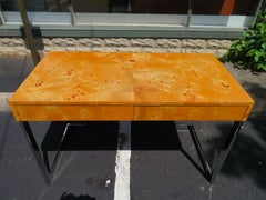 Wonderful Arthur Umanoff Olivewood Chrome Desk Mid-Century Modern