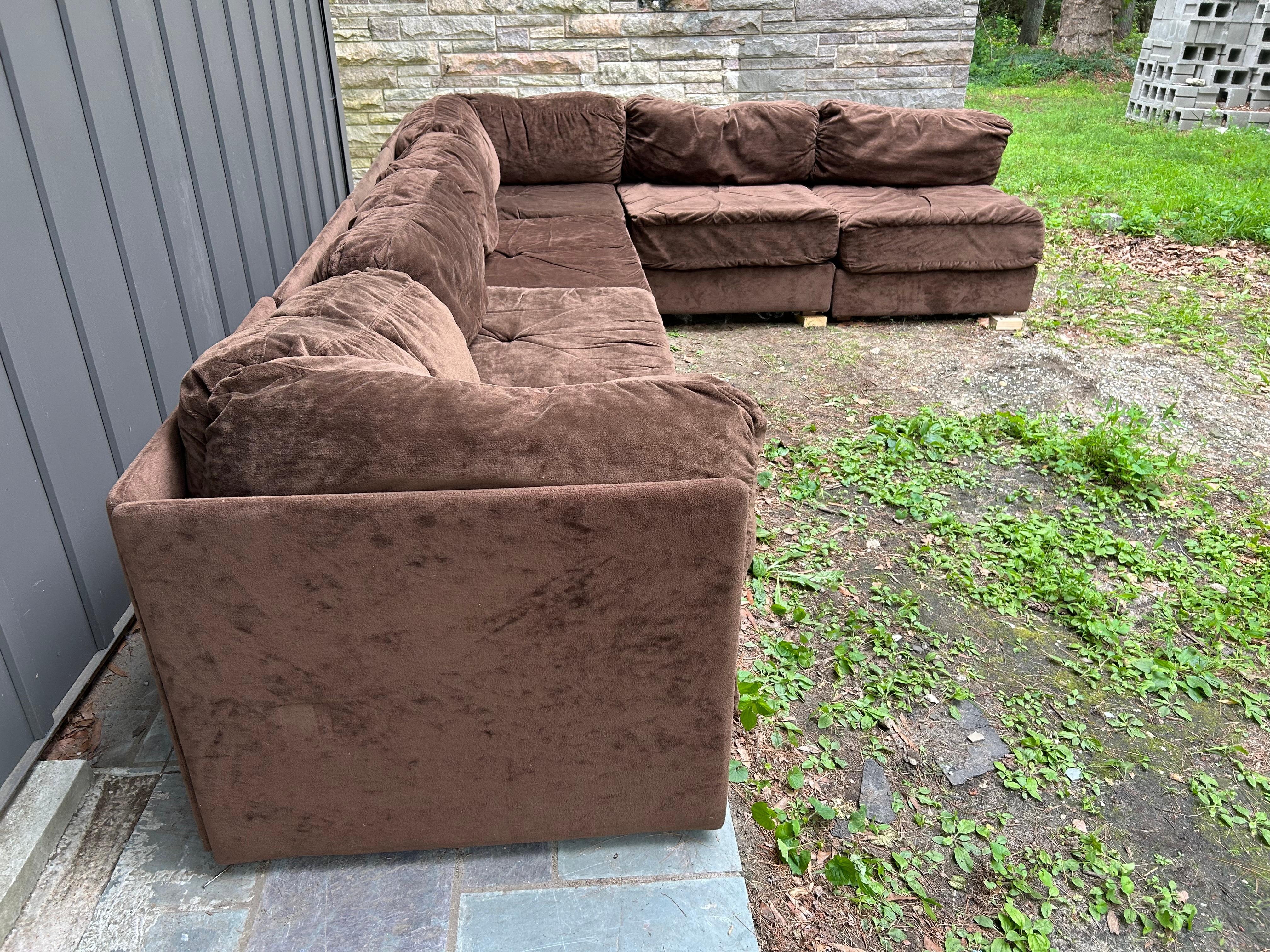 Wunderbare Milo Baughman Stil 6 Stück Cube Sofa Sektional Mitte des Jahrhunderts Modern im Angebot 4
