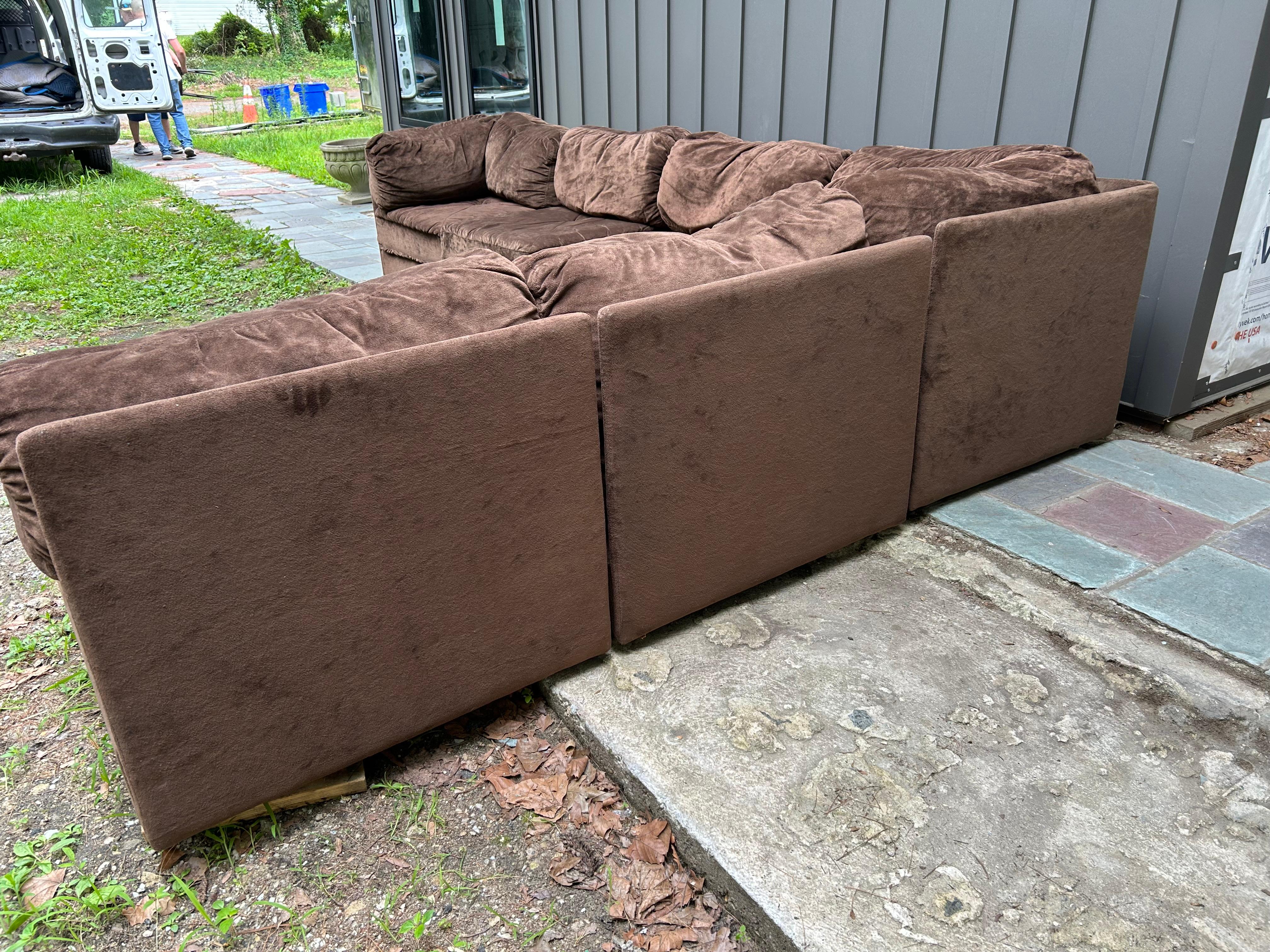 Wunderbare Milo Baughman Stil 6 Stück Cube Sofa Sektional Mitte des Jahrhunderts Modern (Moderne der Mitte des Jahrhunderts) im Angebot