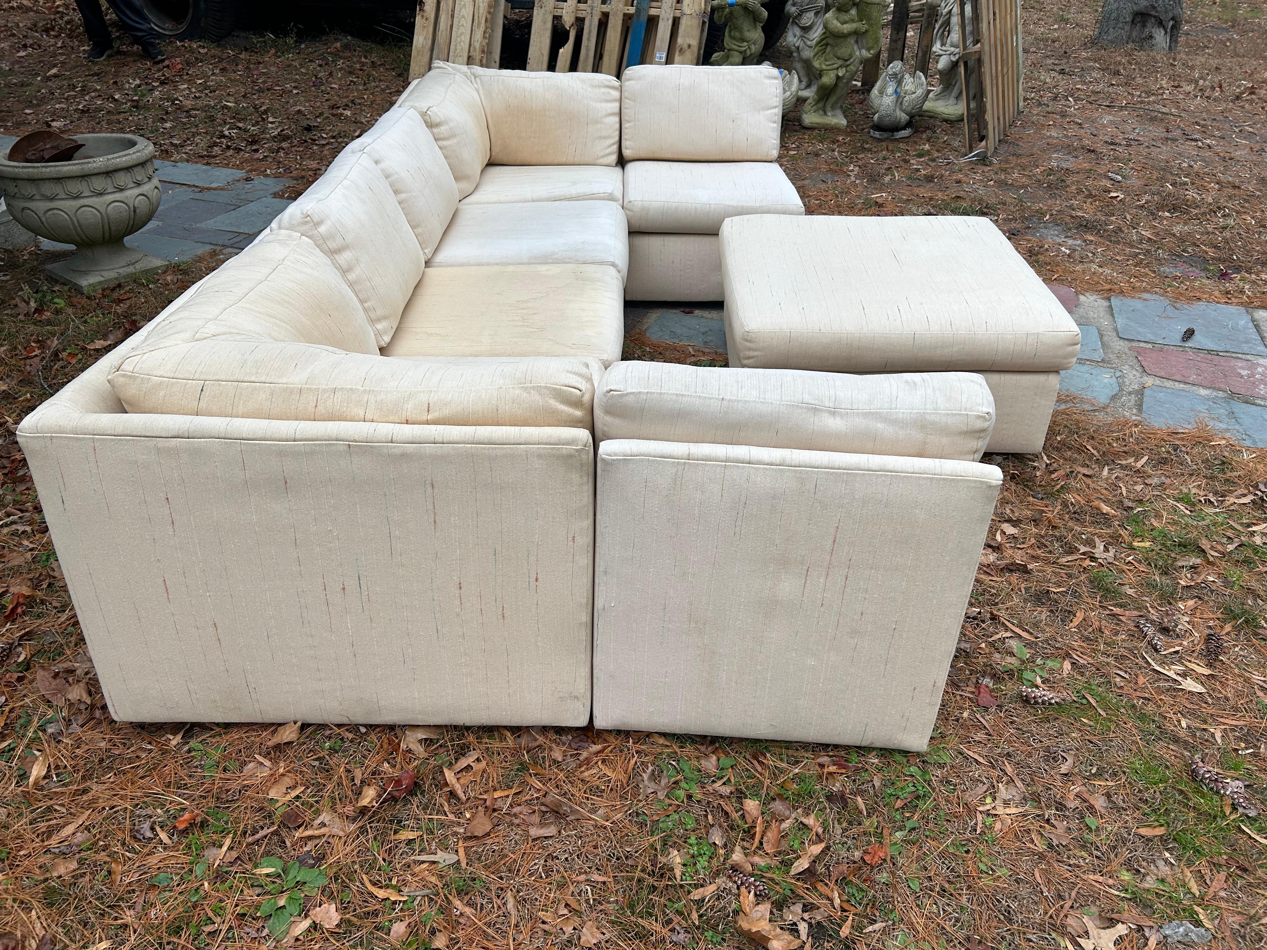 Wonderful Milo Baughman Thayer Coggin 6 Piece Cube Sectional Sofa Mid-Century Bon état - En vente à Pemberton, NJ