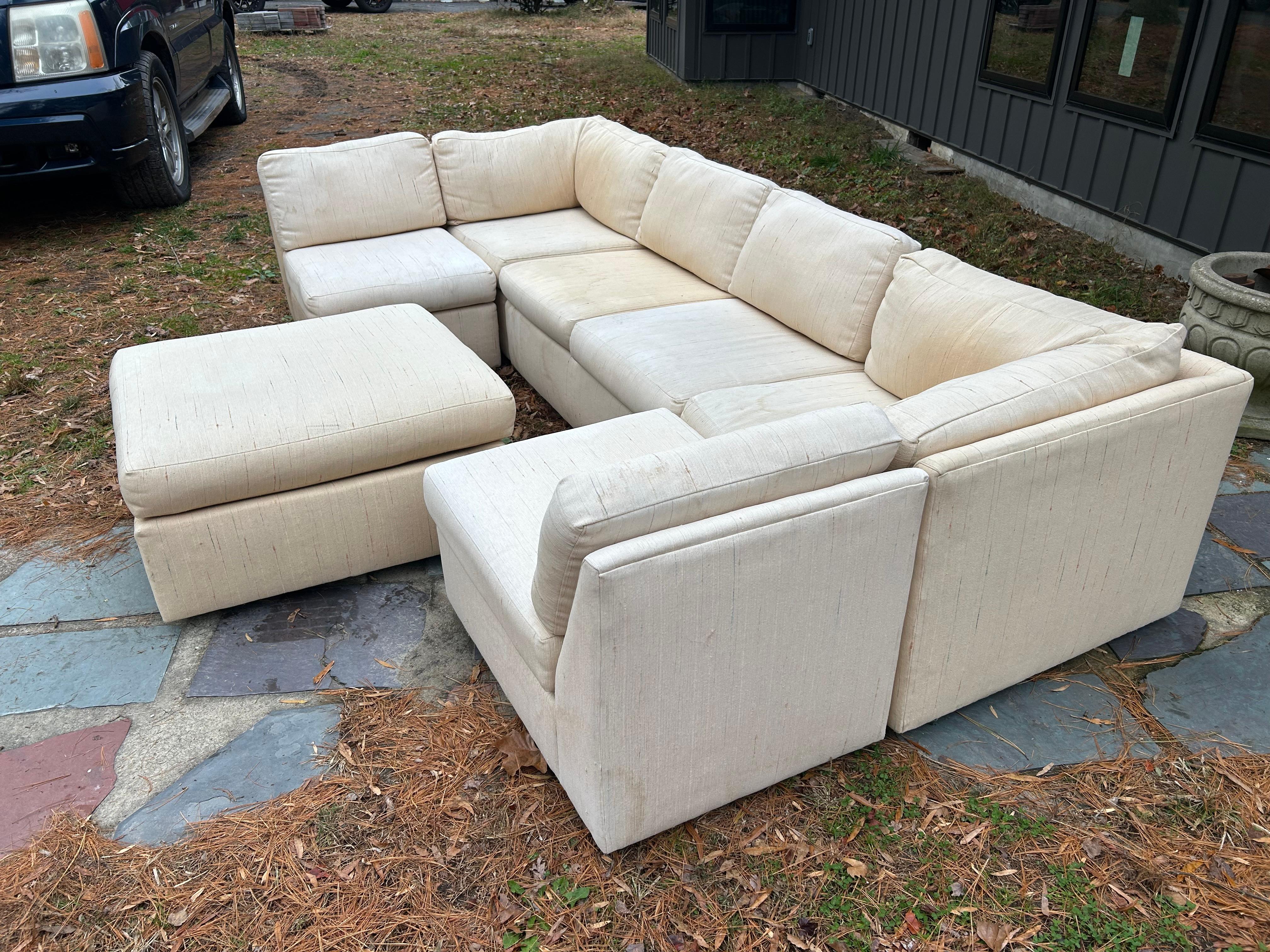 Fin du 20e siècle Wonderful Milo Baughman Thayer Coggin 6 Piece Cube Sectional Sofa Mid-Century en vente