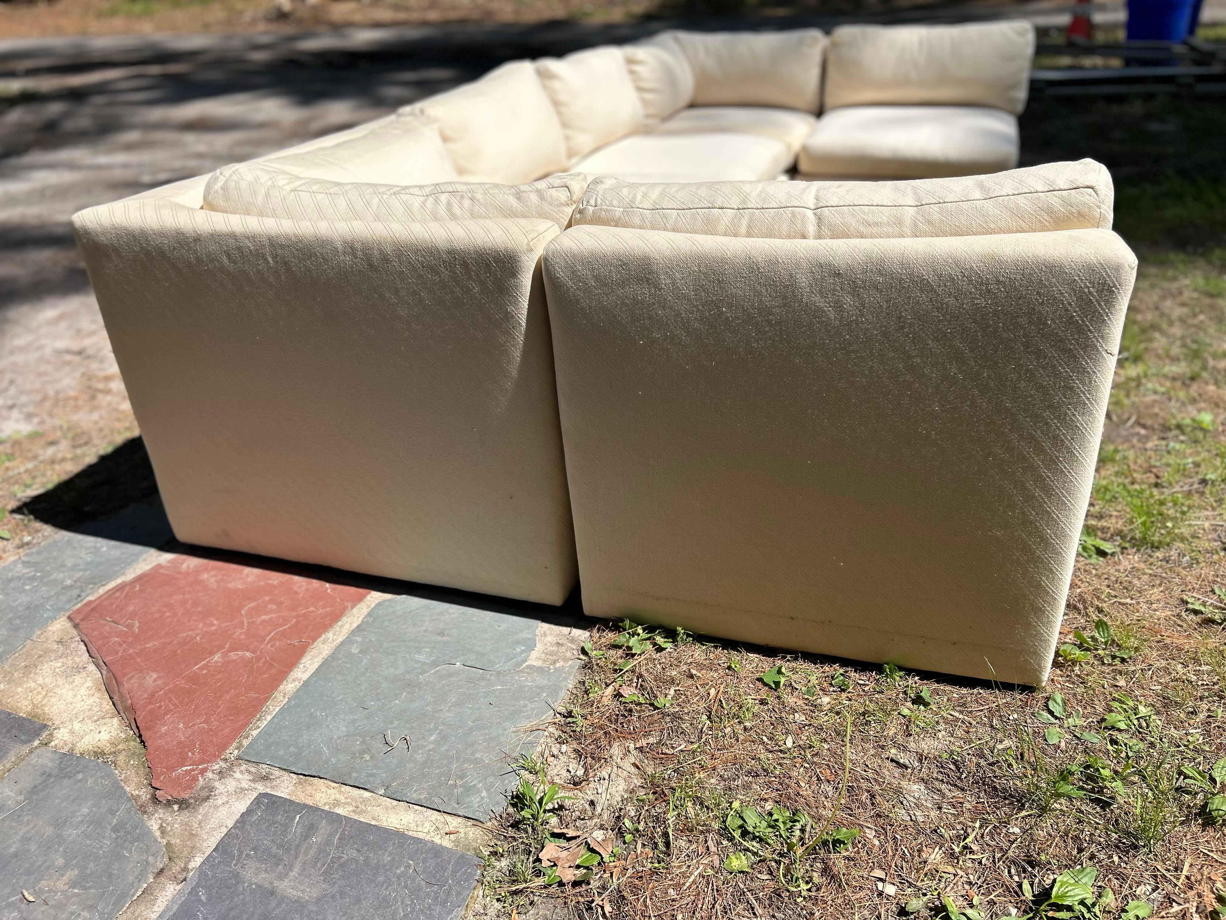 Mid-Century Modern Wonderful Milo Baughman Thayer Coggin 6 Piece Cube Sofa Sectional Mid-Century For Sale