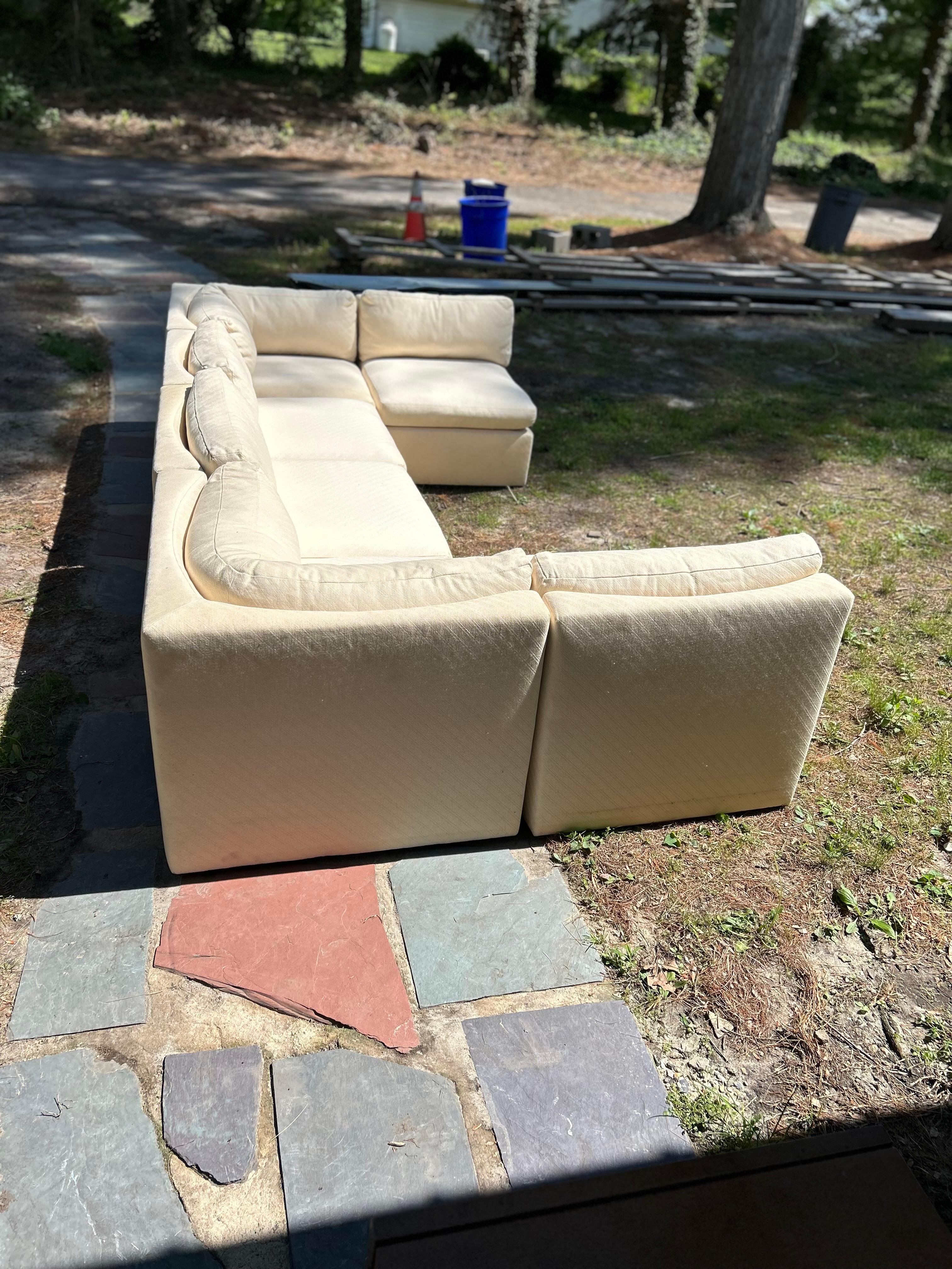 Wonderful Milo Baughman Thayer Coggin 6 Piece Cube Sofa Sectional Mid-Century In Good Condition For Sale In Pemberton, NJ