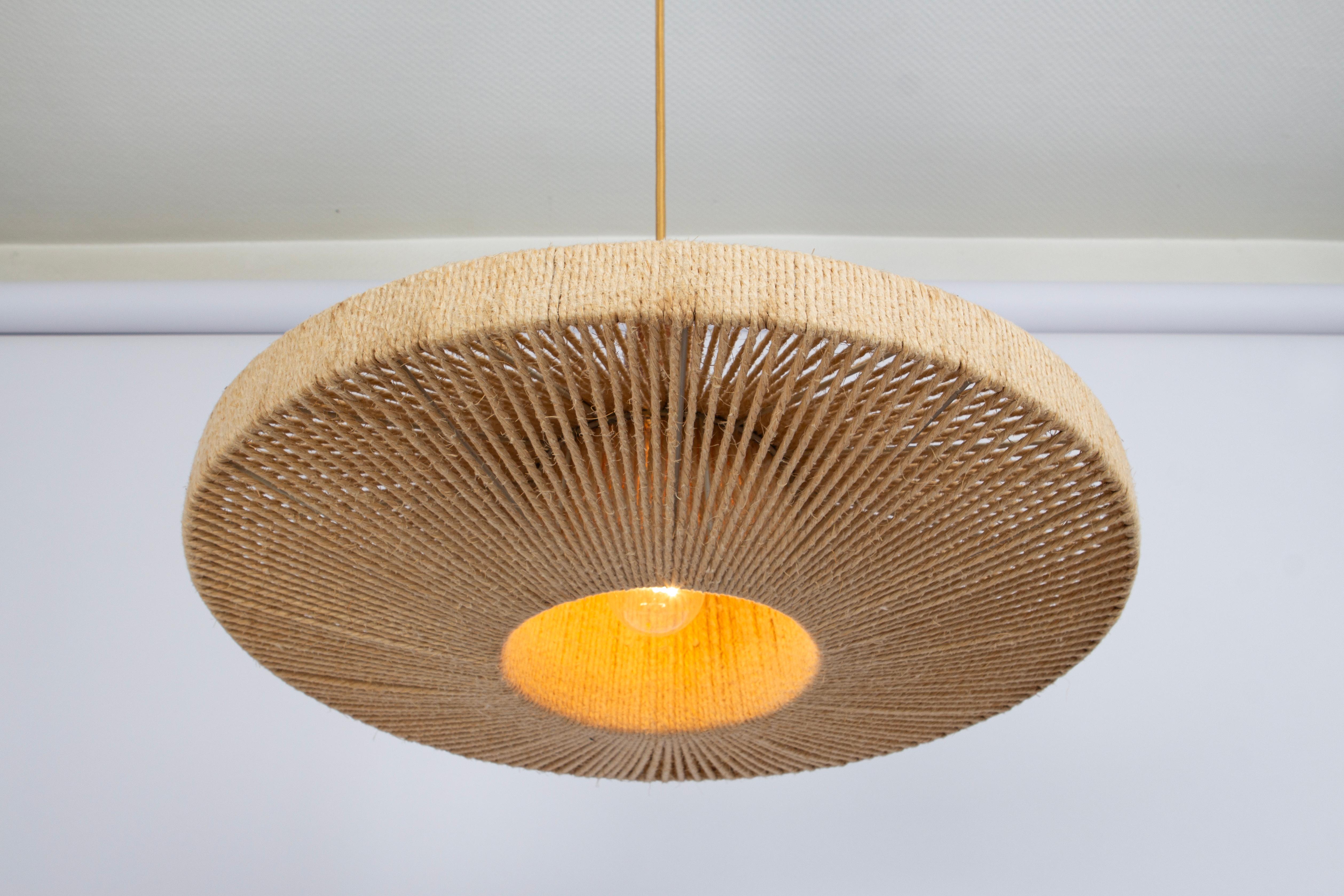 Wonderful Minimalistic Teak Chandelier by Temde, Switzerland 1960s For Sale 3