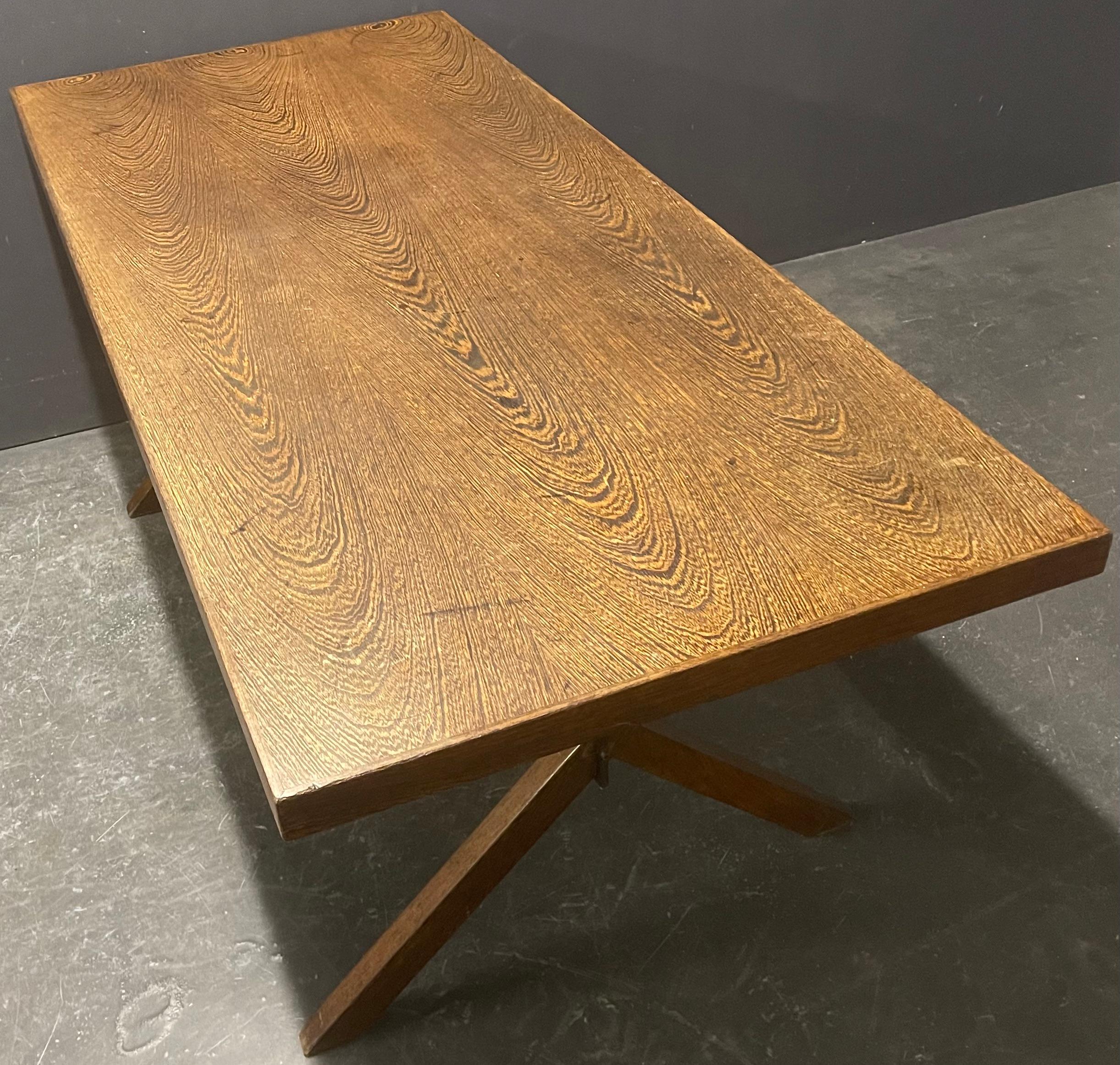 Modernist massive wenge dining table from the 1960s, retailed by the dutch exclusive department store metz & co. very intelligent and minimalistic design - easy to disassemble to store or ship for a reasonable price.