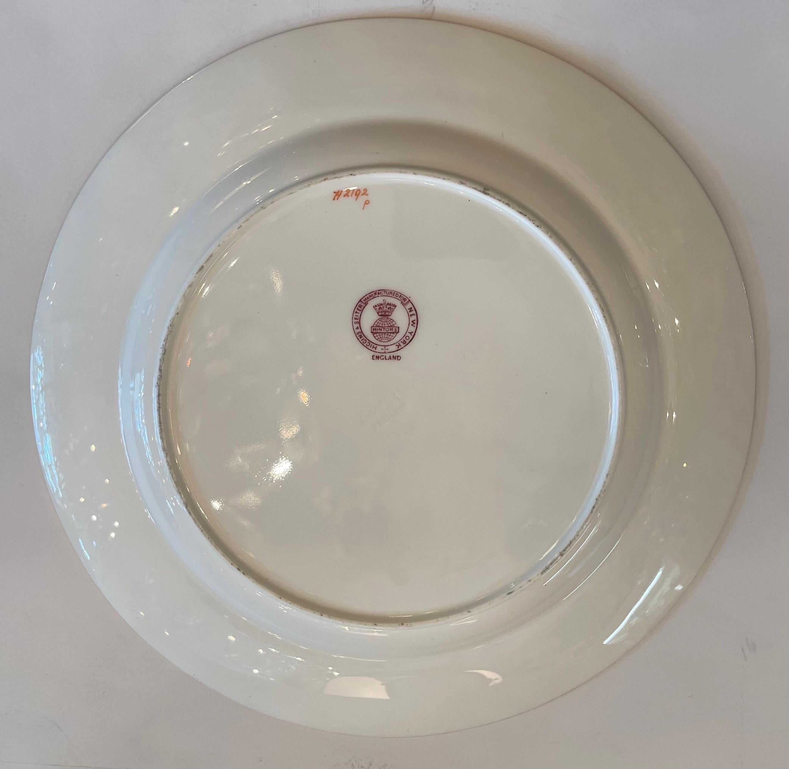 English Wonderful Minton Set 11 Service Dinner Plates Encrusted Raised Gold Urn Swag