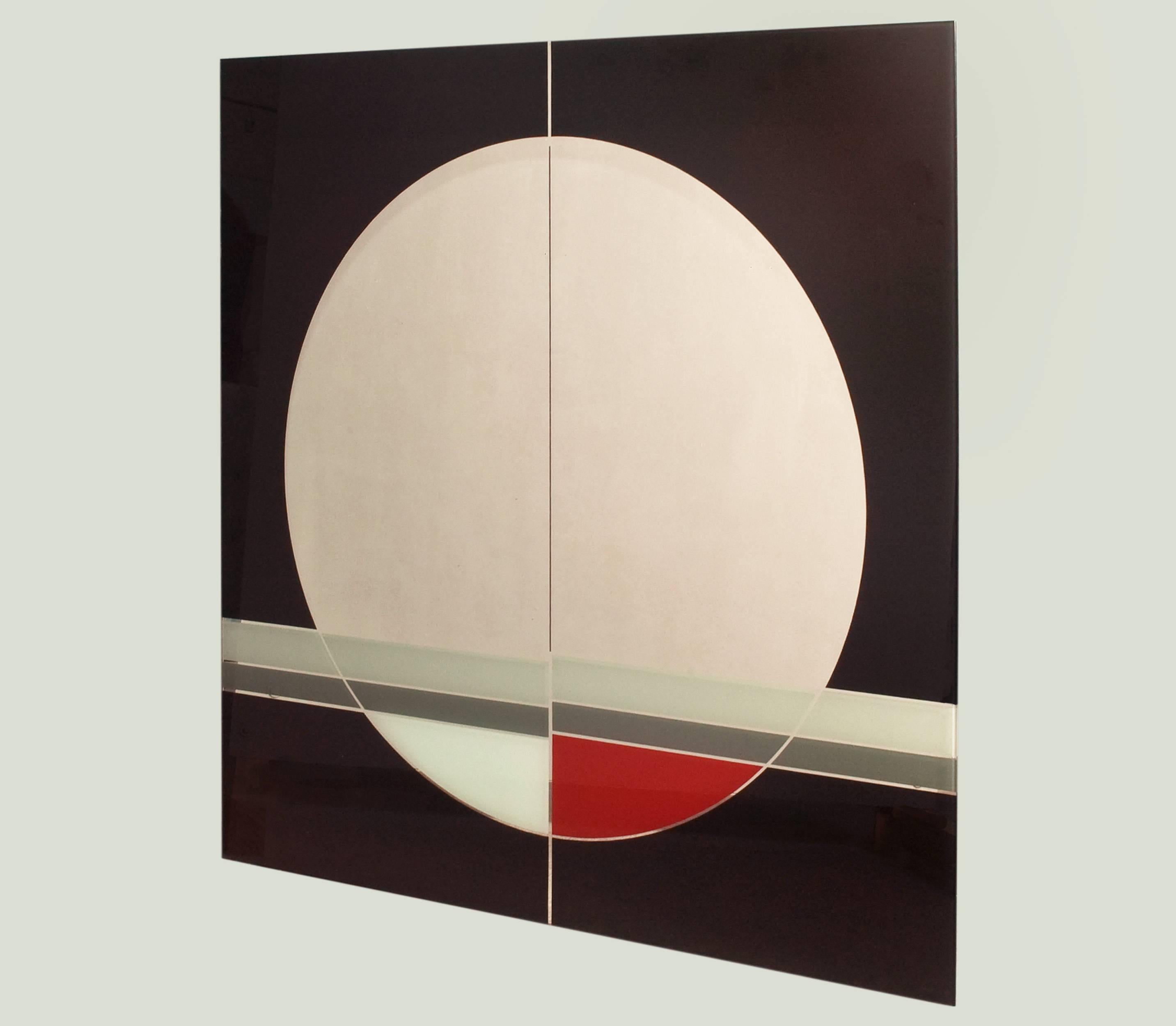 Wonderful and huge squared mirror signed Eugenio Carmi for Acerbis.