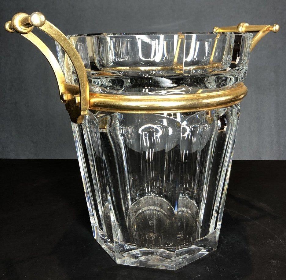 Gilt Wonderful Modern Baccarat Moulin Rouge Crystal Champagne Cooler Ice Bucket Vase