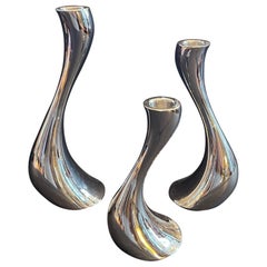 Wonderful Modern Georg Jensen Cobra Set 3 Candle Holders Small Medium Large