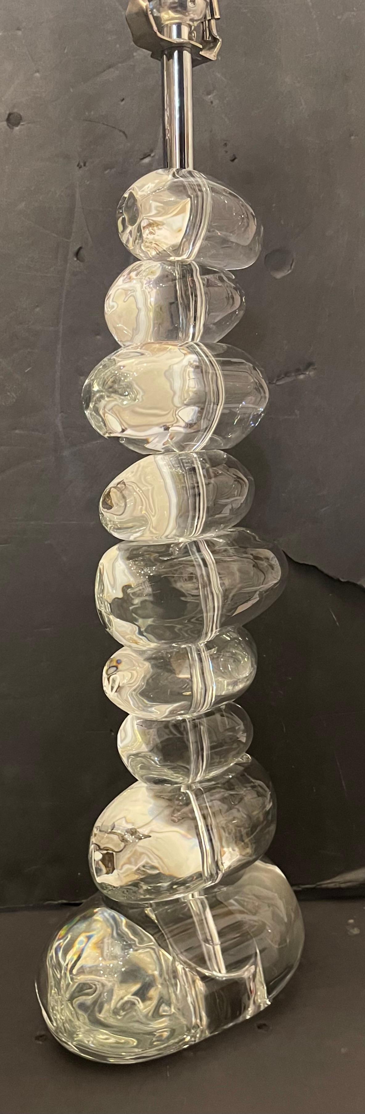 Meravigliosa lampada moderna George Kovacs impilata in vetro trasparente lucidato A. Stone In condizioni buone in vendita a Roslyn, NY