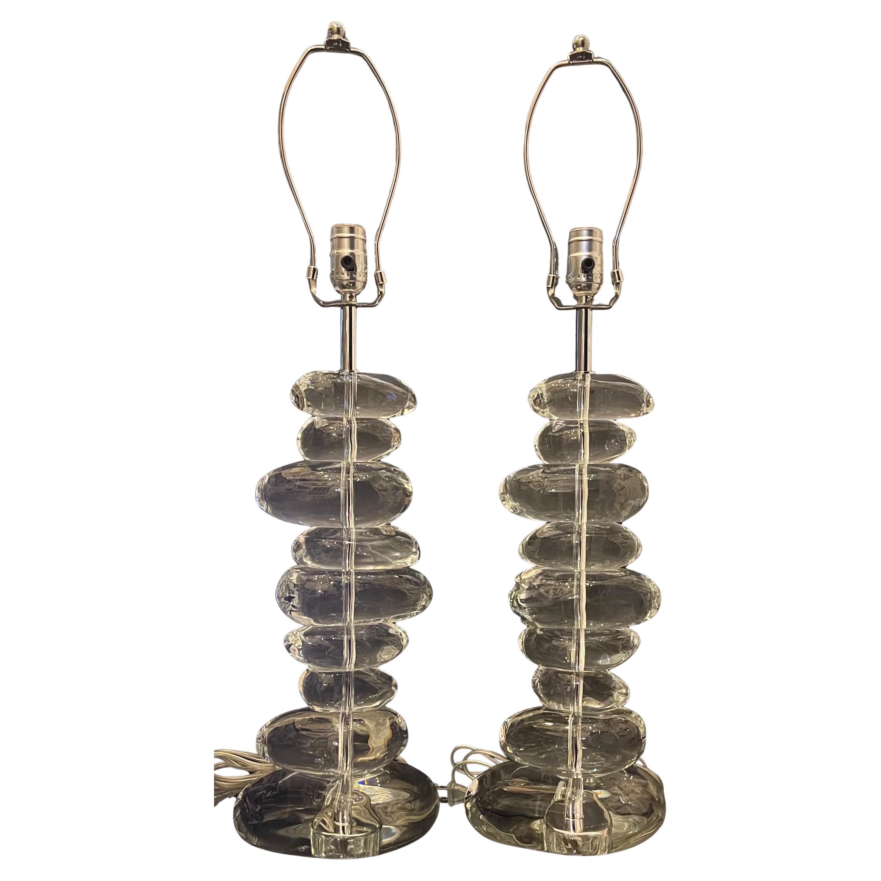 Meravigliosa lampada moderna George Kovacs impilata in vetro trasparente lucidato A. Stone in vendita