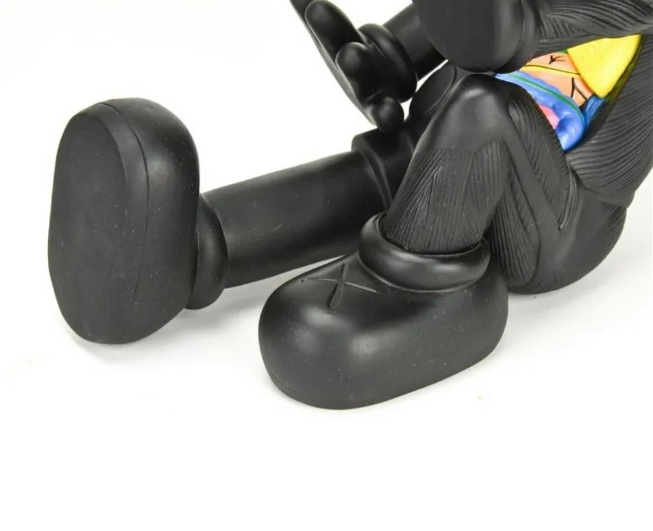 Painted Wonderful Modern Kaws Seated Black Dissected Flayed Companion 2013 Sculpture For Sale