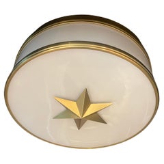 Lights Modernity Large Brass Milk Glass Star Ceiling Flush Mount Light Fixture (luminaire encastré au plafond)