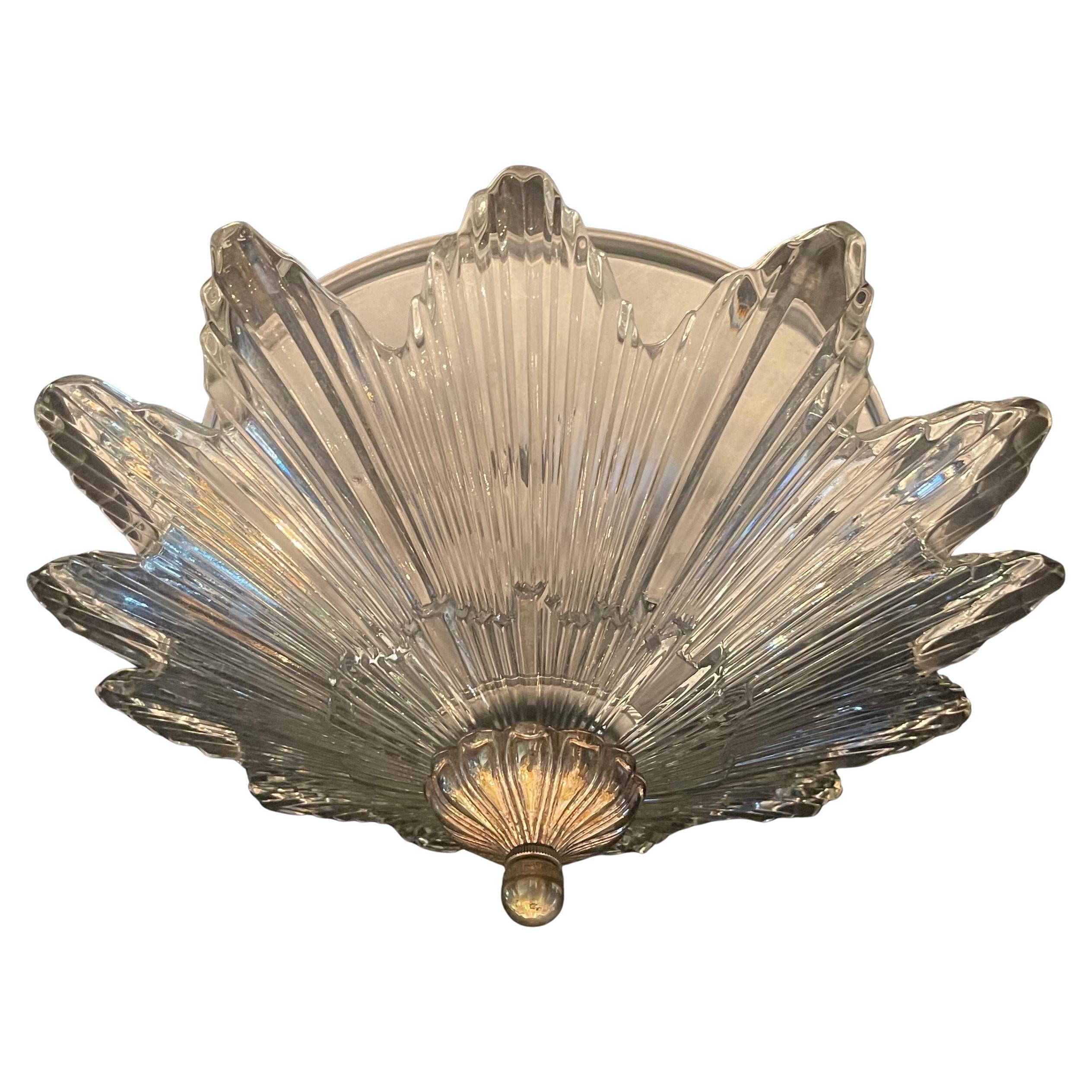 Wonderful Modern Nickel Art Deco Large Starburst Flush Mount Fixture Chandelier For Sale
