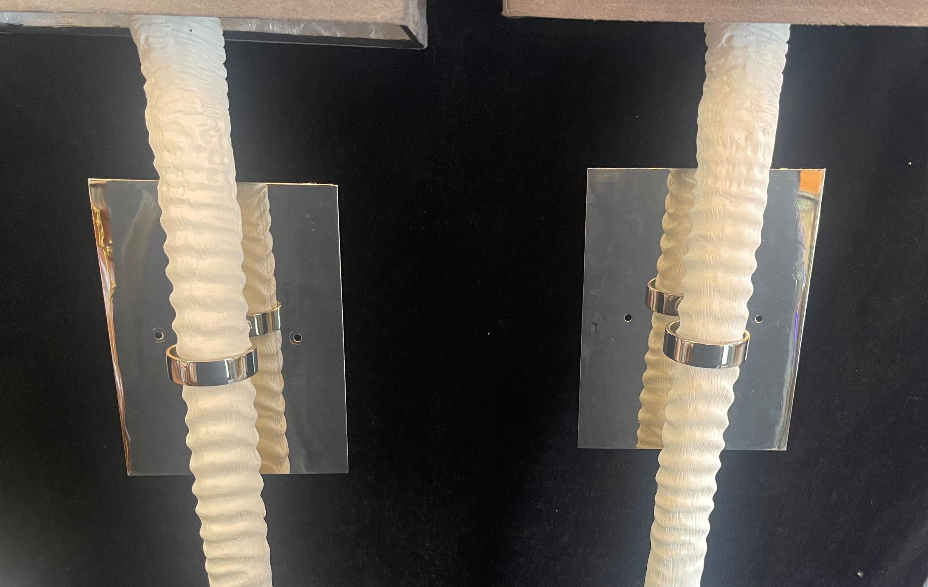 20th Century Wonderful Modern Polished Nickel Horn Tusk Sconces Barbara Cosgrove Ralph Lauren For Sale