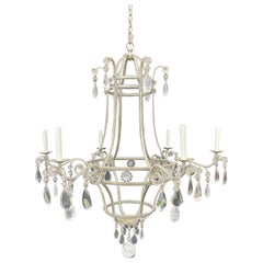Merveilleux lustre moderne en cristal de roche perlé de feuilles d'argent de la Maison Baguès