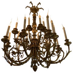 Wonderful Monumental French Regency Bronze 24-Light Two-Tier Chandelier