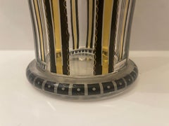 Wonderful Moser Art Glass Art Deco Enameled Yellow Black Etched Crystal Vase