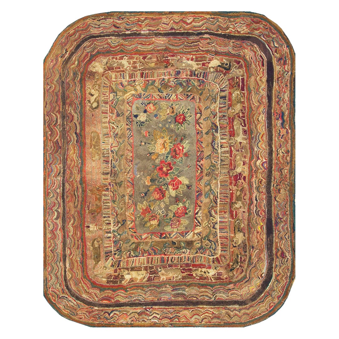 Tapis crocheté américain du 19e siècle 5
8" x 8
2"