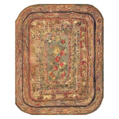 Wonderful Multicolor Ground wtih Cute Floral Design Antique American Hooked Rug