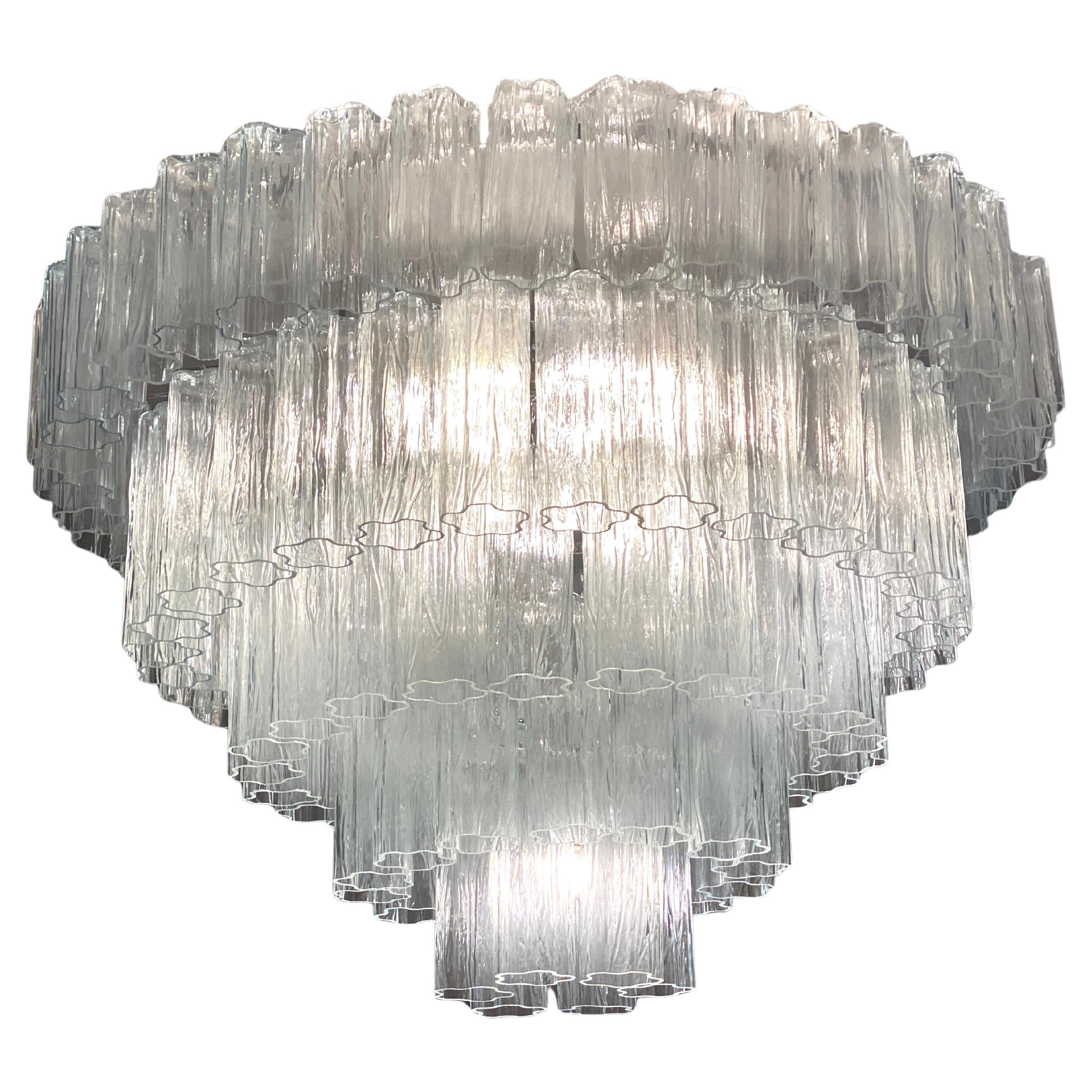 Wunderschöner Murano Glas Klar Tronchi Kronleuchter