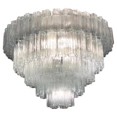 Splendido lampadario Tronchi in vetro di Murano trasparente