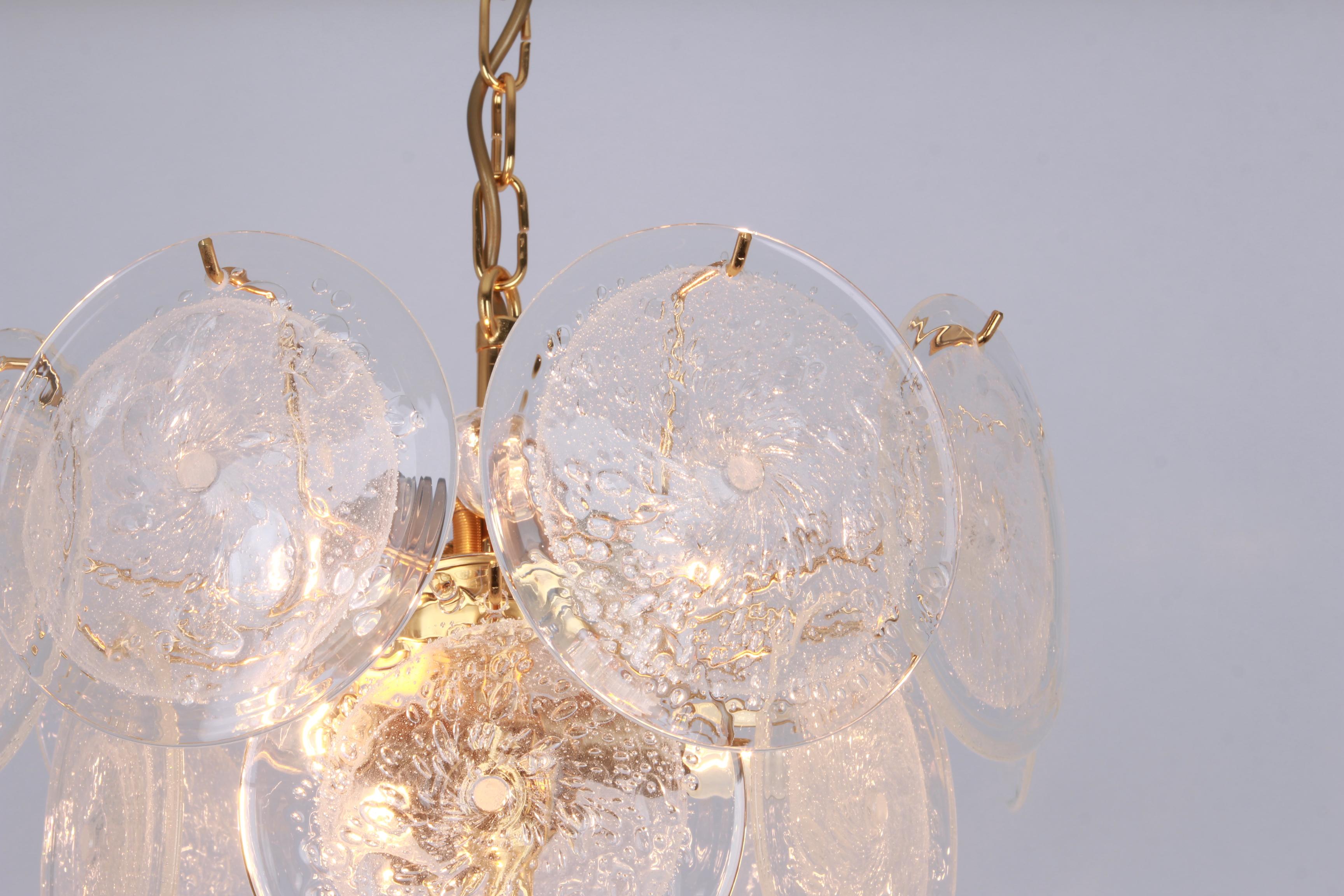 Wonderful Murano Glass Disc Chandelier by Vistosi, Italy, 1970s In Good Condition In Aachen, NRW