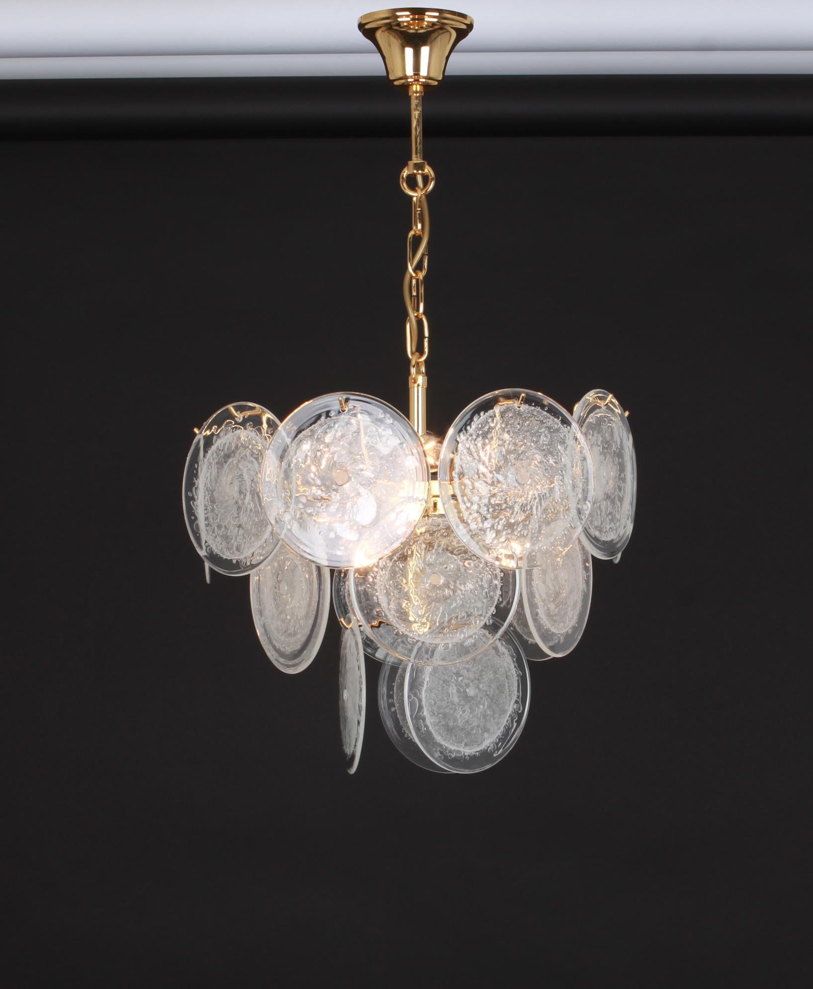 Late 20th Century Wonderful Murano Glass Disc Chandelier by Vistosi, Italy, 1970s