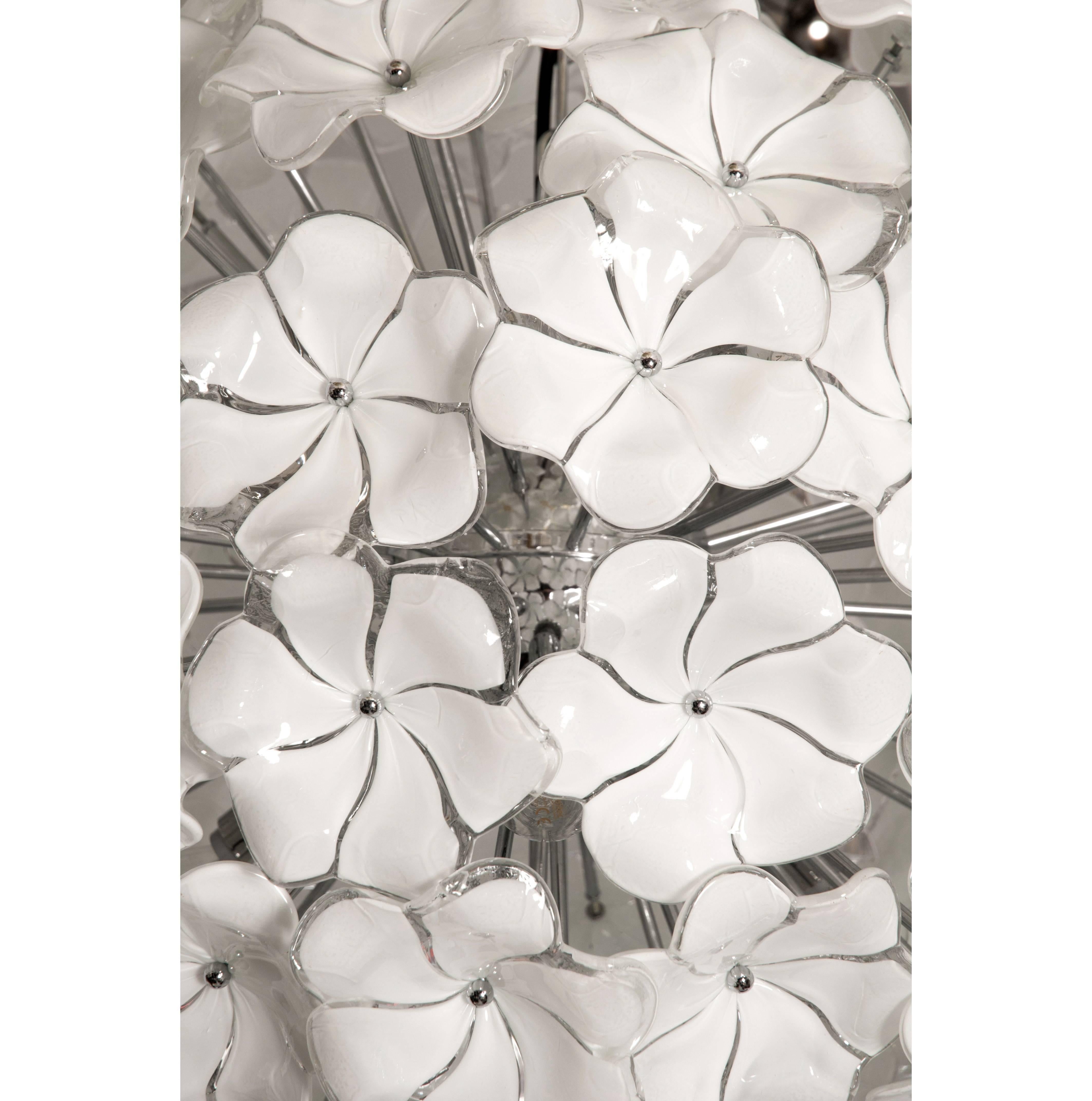 Italian Wonderful Murano Glass Flowers Chandelier Cenedese Style For Sale