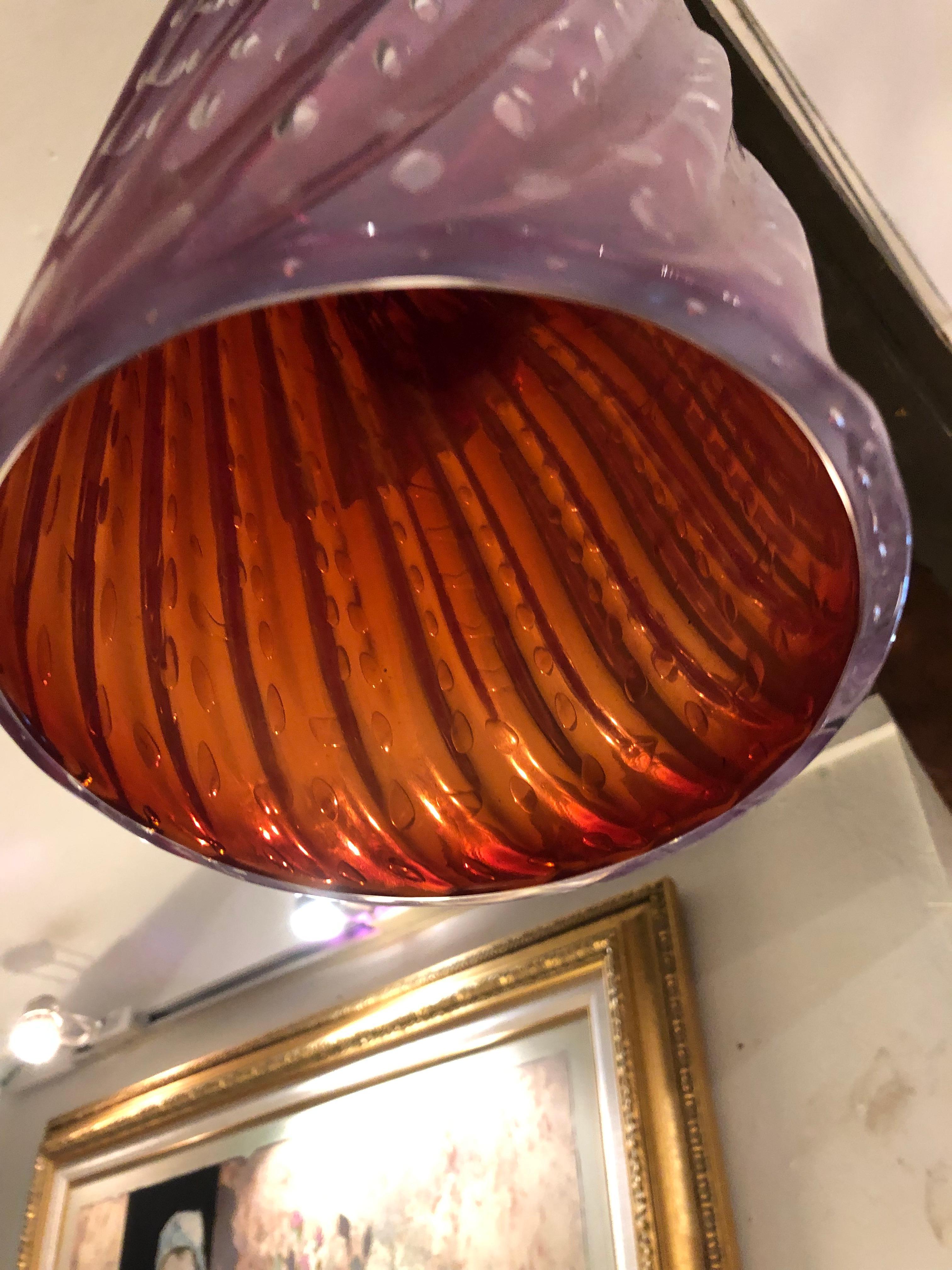Magnifique luminaire à suspension vintage en verre de Murano en vente 3