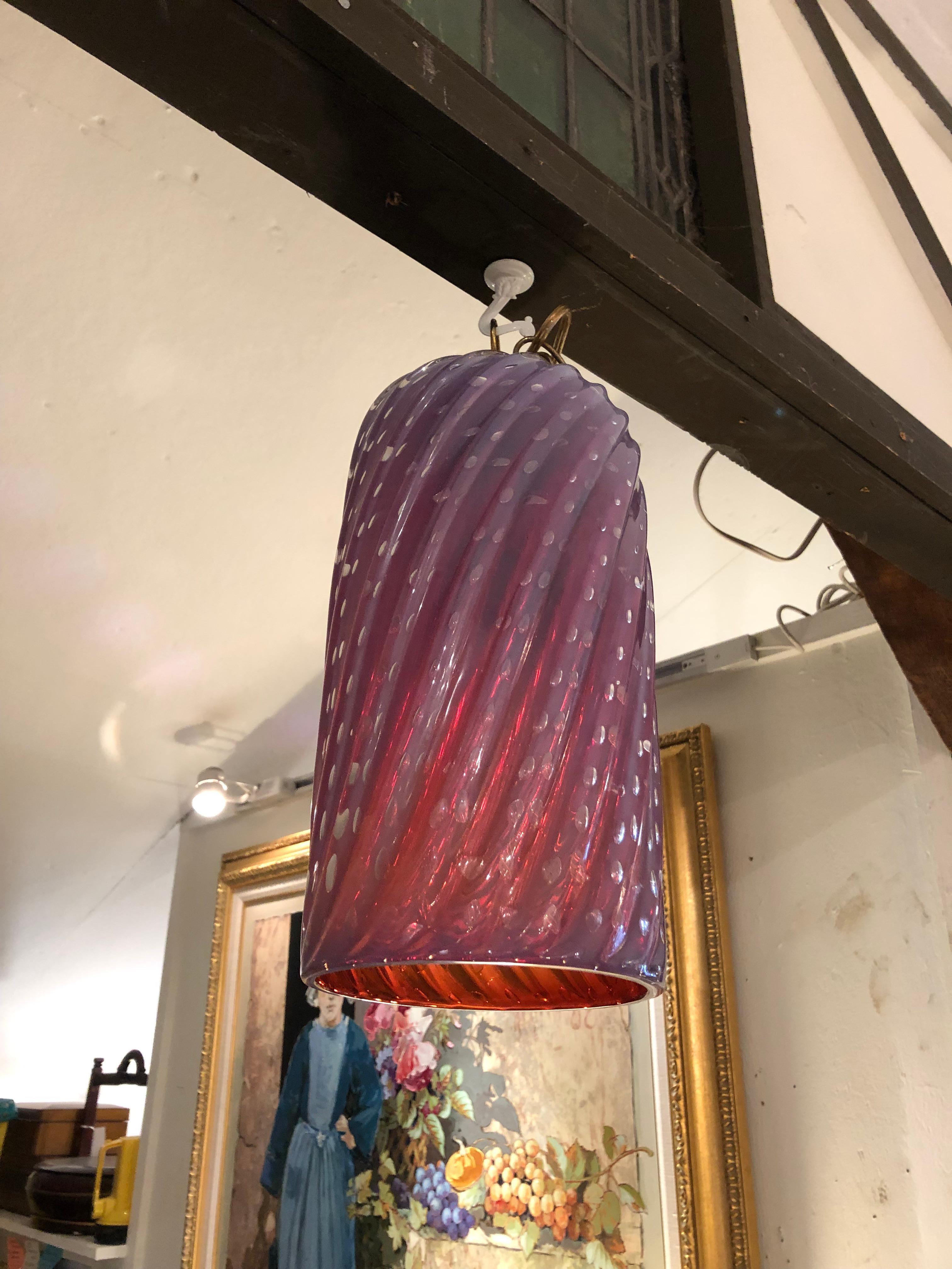 Wonderful Murano Glass Vintage Pendant Light Fixture For Sale 5