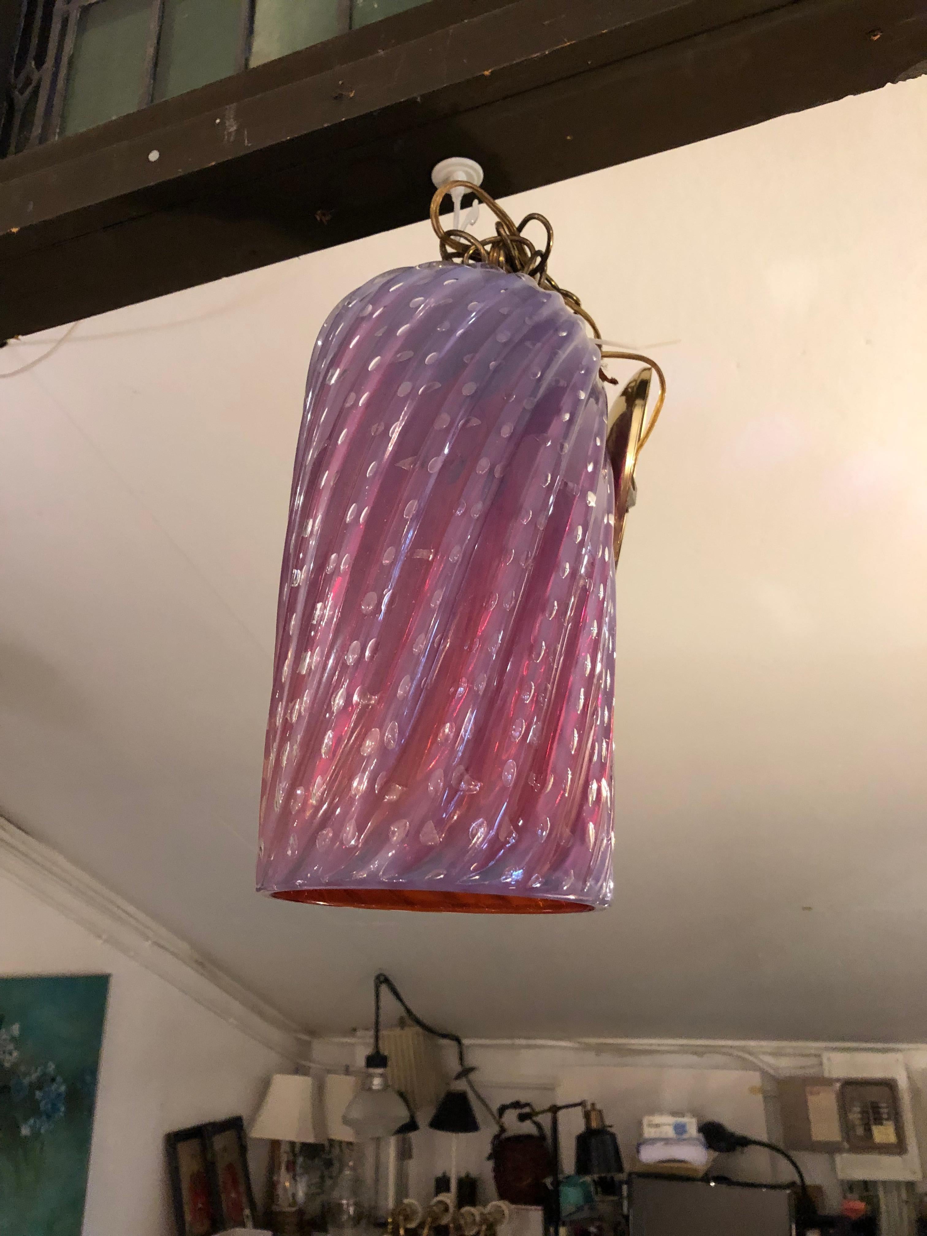Wonderful Murano Glass Vintage Pendant Light Fixture For Sale 3