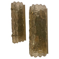 Meravigliosa coppia di applique in vetro artistico Murano Gold e ottone lucido di Carl Fagerlund