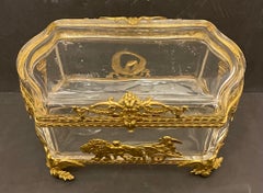 Wonderful Napoleon III Regency Empire Ormolu Bronze Crystal Jewelry Box Chest