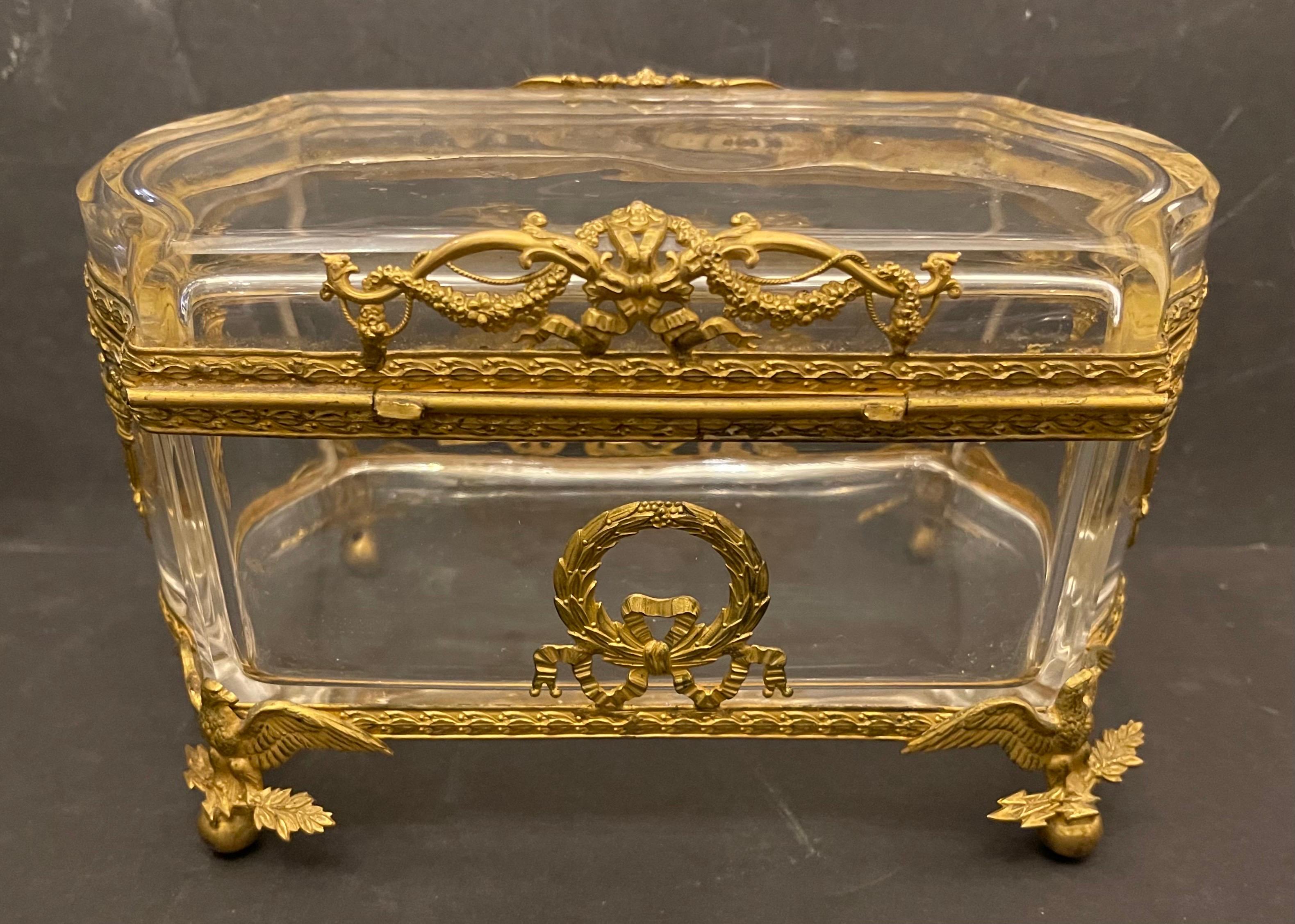 Wonderful Napoleon III Regency Empire Ormolu Bronze Crystal Jewelry Box Chest 1