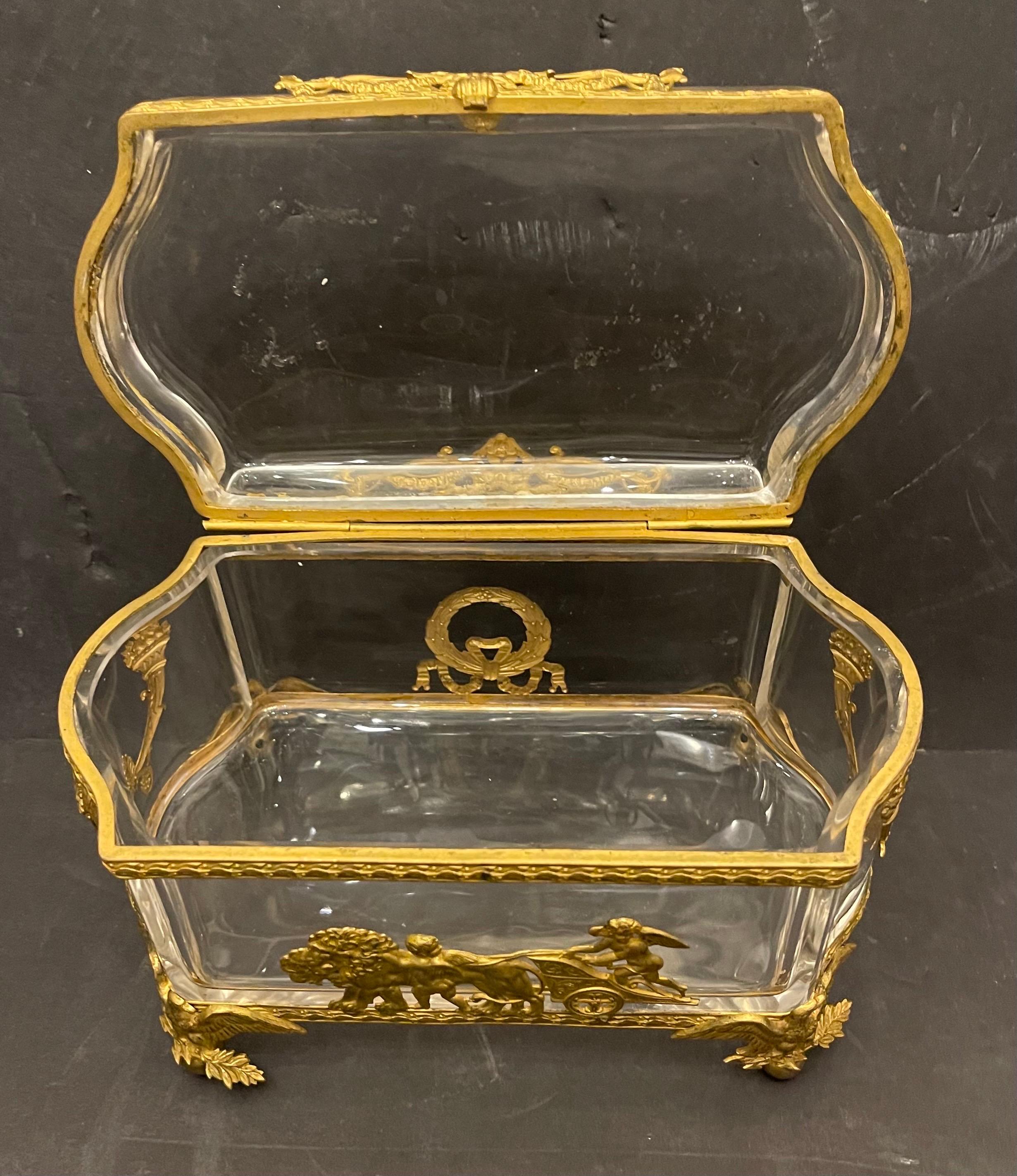 Wonderful Napoleon III Regency Empire Ormolu Bronze Crystal Jewelry Box Chest 2