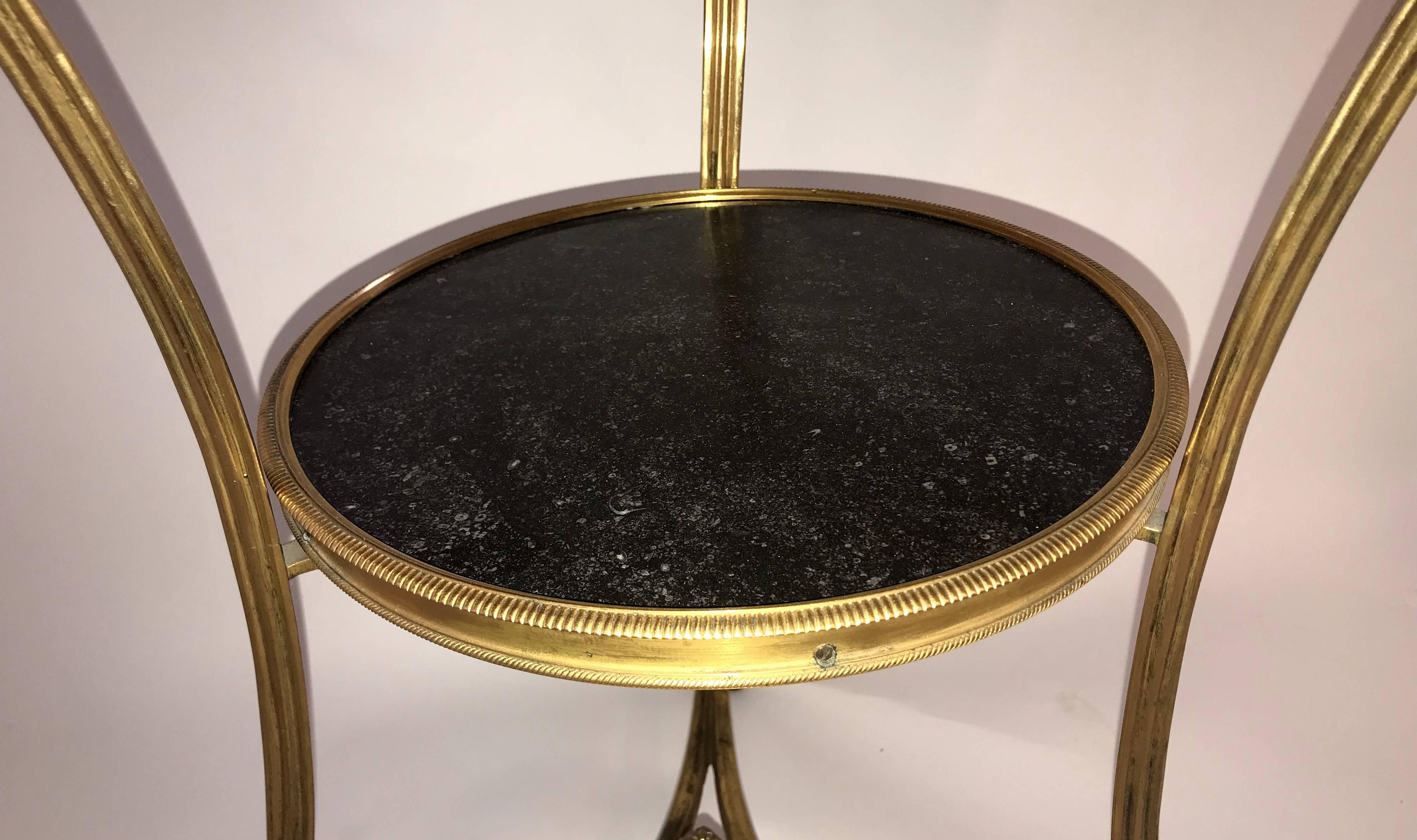 Wonderful Neoclassical Bronze Ormolu Gilt Black Marble Louis XVI Gueridon Table 2