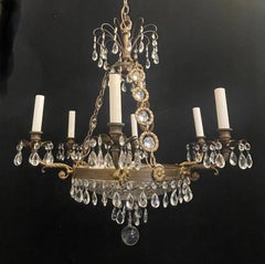 Wunderschöne Neoklassische Diamant-Schliff-Kristall Schale Bronze Kronleuchter Ormolu Fixture