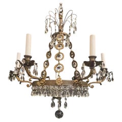 Wunderschöne Neoklassische Diamant-Schliff-Kristall Schale Bronze Kronleuchter Ormolu Fixture
