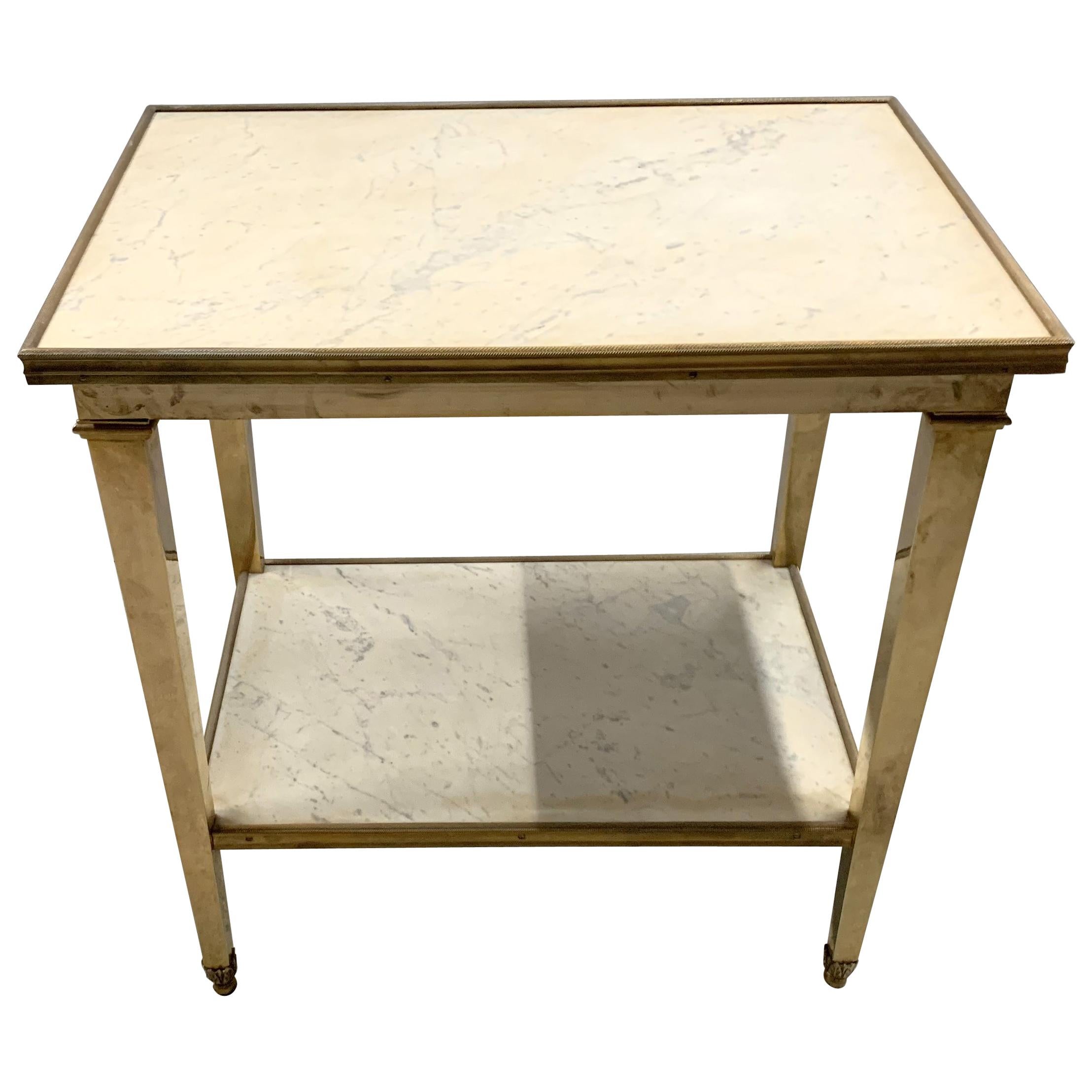 Wonderful Neoclassical French Gilt Bronze Marble Two-Tier Gueridon End Table For Sale