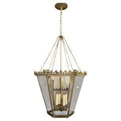 Wonderful Neoclassical Regency Louis XVI Bronze Ram Head Hexagon Lantern Fixture