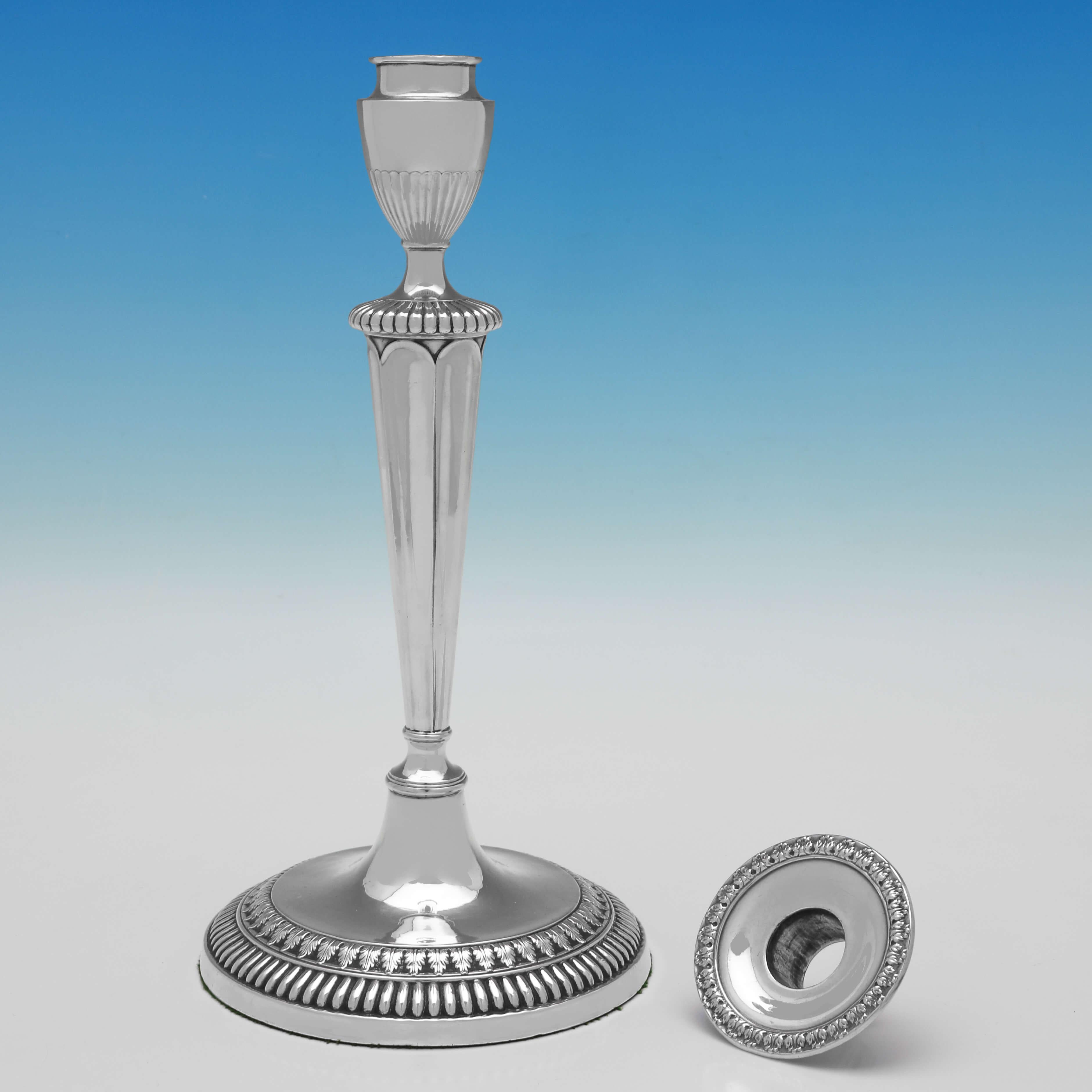 English Wonderful Neoclassical Set of 4 Old Sheffield Candlesticks - Circa 1790 For Sale