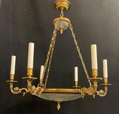 Wonderful Nesle French Bronze Neoclassical Baltic Cut Crystal Empire Chandelier