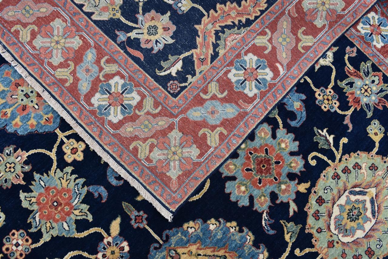 Nice new rug with beautiful decorative design and nice colors, entirely hand knotted with wool velvet on cotton foundation.