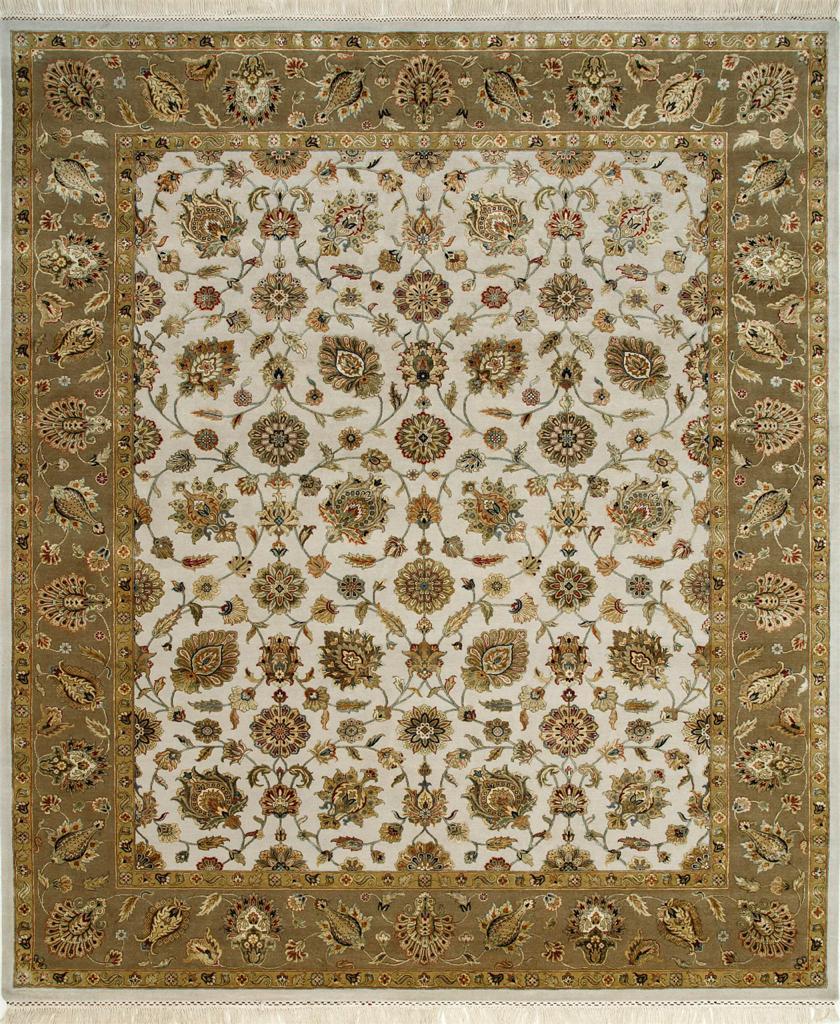 Nice new rug with beautiful decorative Indo Persian design and nice colors, entirely and finely hand knotted with wool and silk velvet on cotton foundation.