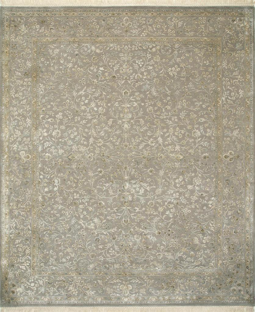 Nice new rug with beautiful decorative Indo Persian design and nice colors, entirely and finely hand knotted with wool and silk velvet on cotton foundation.