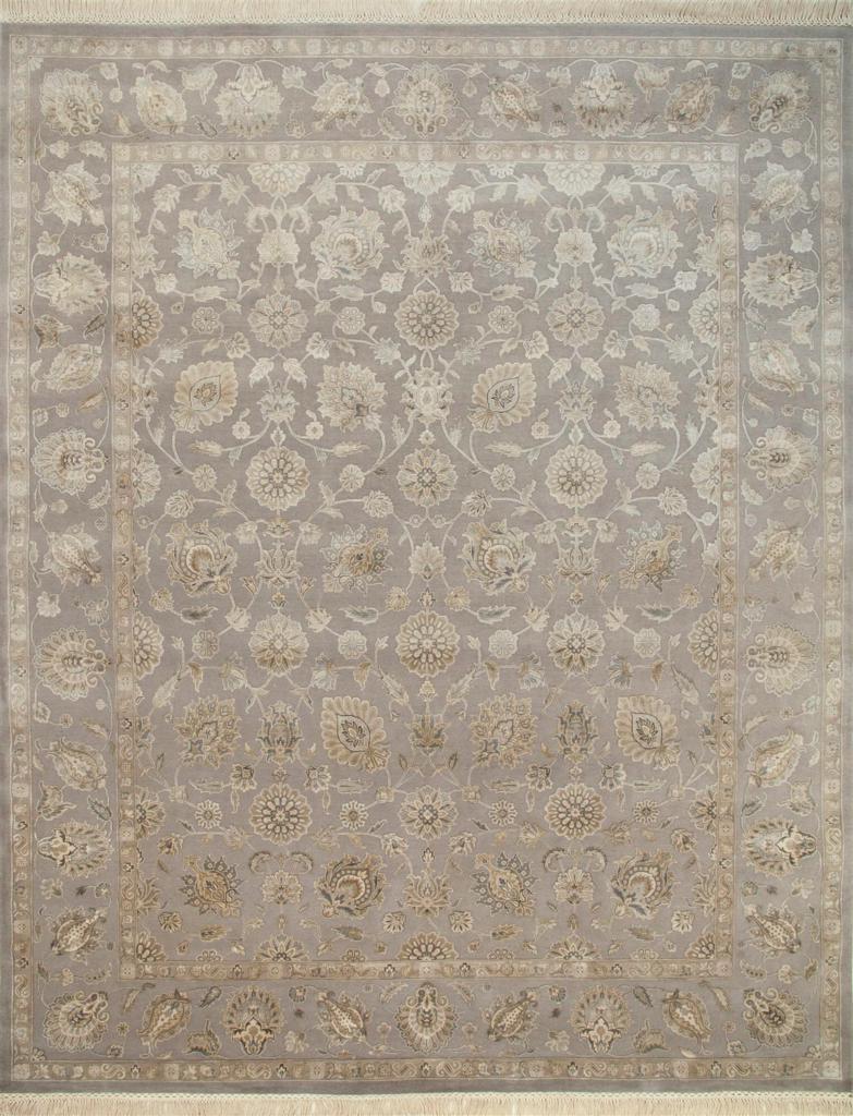 Nice new rug with beautiful decorative Indo Persian design and nice colors, entirely and finely  hand knotted with wool and silk velvet on cotton foundation.