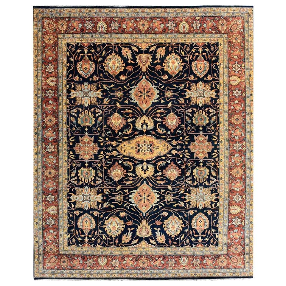 Vintage Traditional Indian Area Rug with Persian Design and Manor House ...
